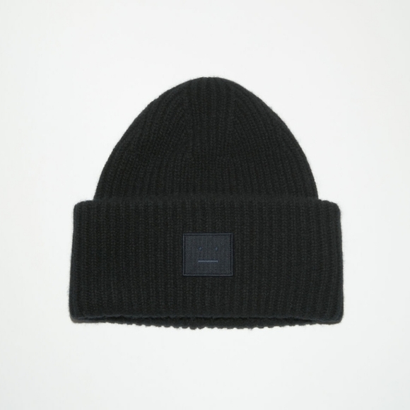 Acne Studios Large Face Logo Beanie - Black - Picture 6 of 6